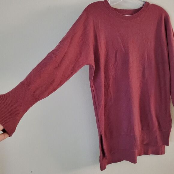 ATHLETA Women's High Low Sweater  Wool Cashmere Blend Size XS Mauve Pink - Picture 3 of 5